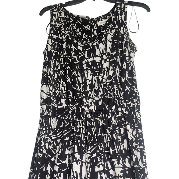Calvin Klein Black White Abstract Sleeveless Jumpsuit - Picture 2 of 13